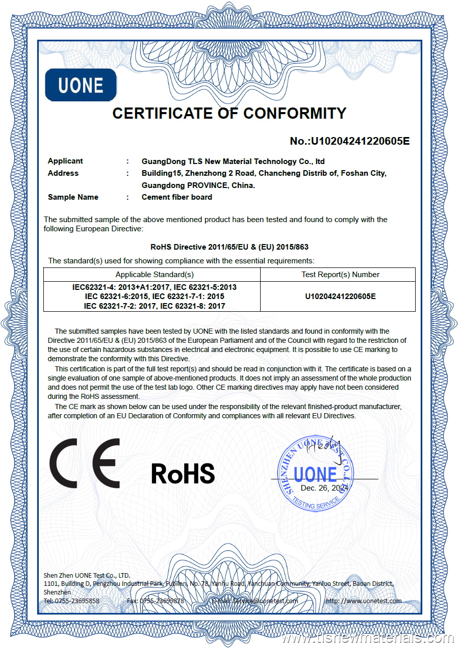 Cement Fiber board-CE Certificate